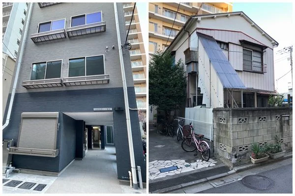 東京都内の事業所と周辺の建物を見渡す外観